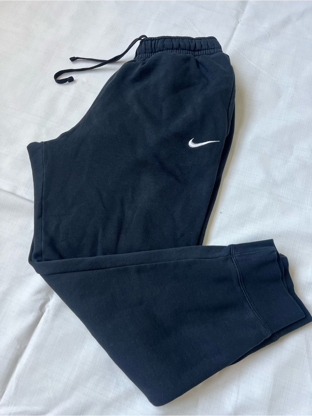 Nike Black Men's Fleece Jogger Pants with White Swoosh